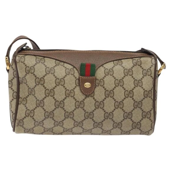 GUCCI GG Supreme Web Sherry Line Shoulder Bag PVC Beige 89 02 018 Auth - Picture 5 of 16